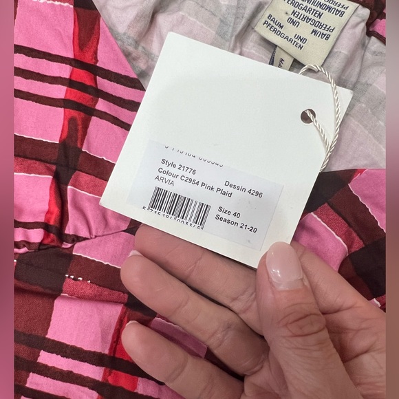 BAUM UND PFERDGARTEN NEW Mini LengthWrap Dress Arvia Pink Plaid Size 10 - Picture 6 of 7